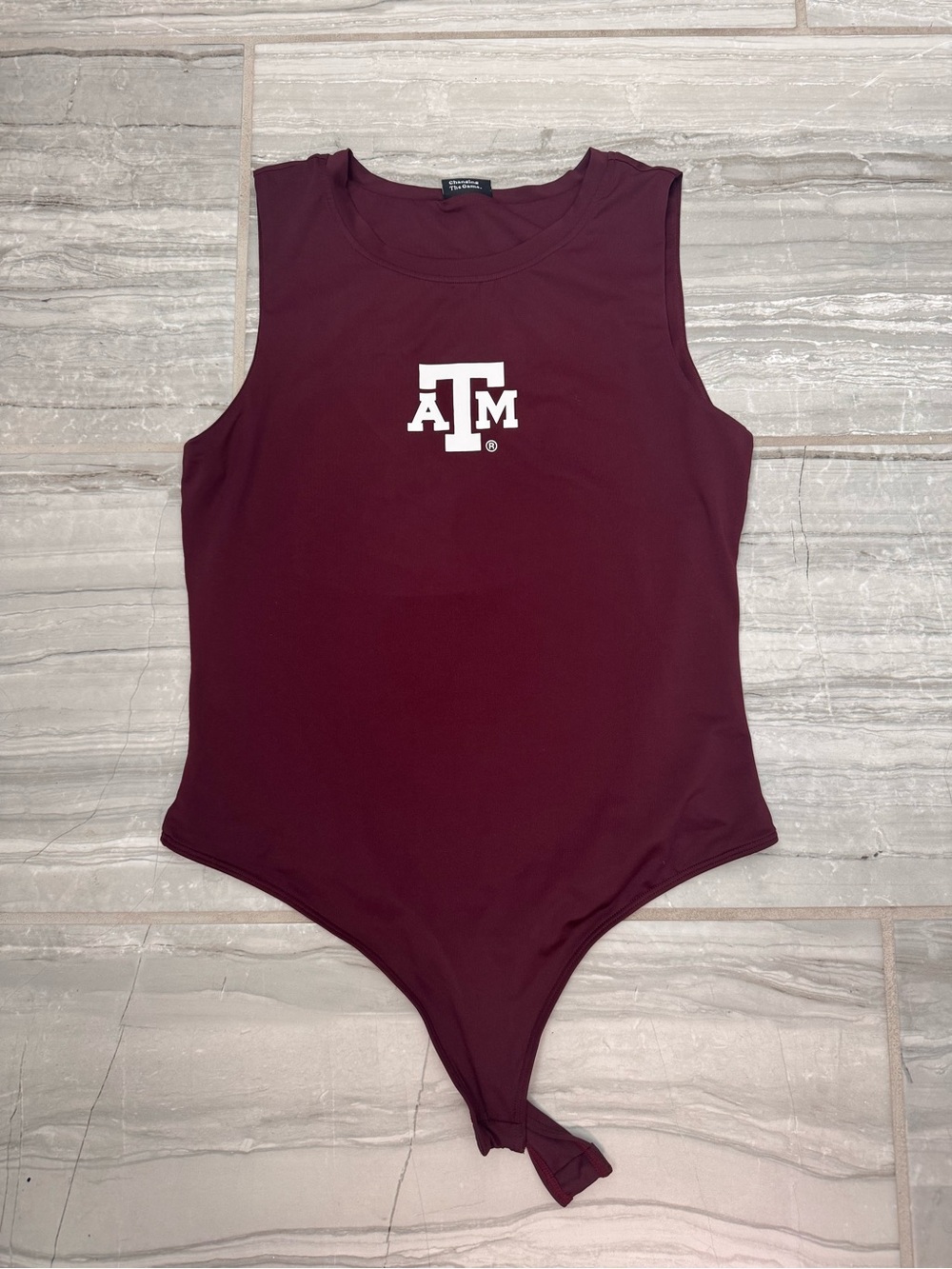 Women’s Texas A&M Maroon Sleeveless Collegiate Bodysuit with Chest Logo